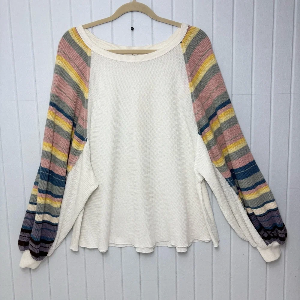Free‎ People Rainbow Dreams Balloon-Sleeve Boho Top Size M